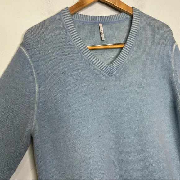 Halo Men’s Blue V-Neck Pullover 100% Cashmere Sweater Size S/M